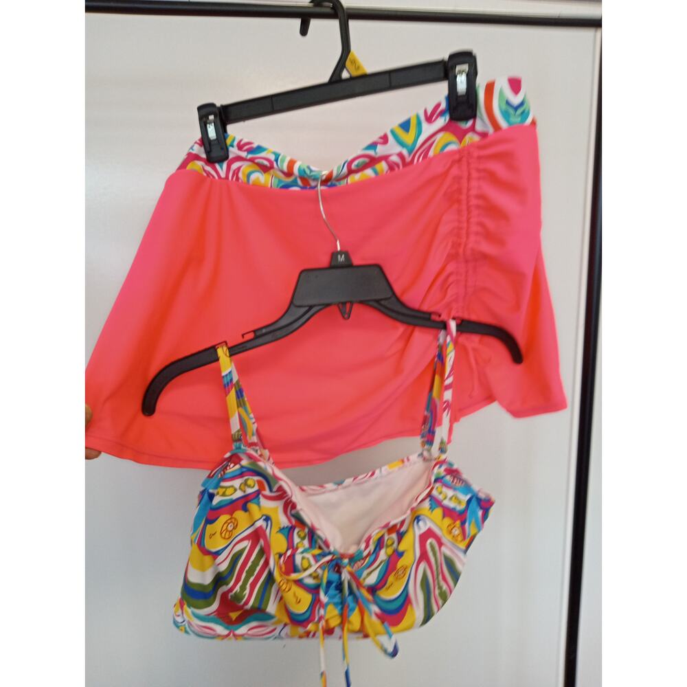 Retro style 2 piece Tankini Swimsuit Size 3X EUC Removable Pads 0336
